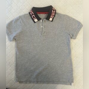 Gucci Gray Polo Shirt with Black Collar